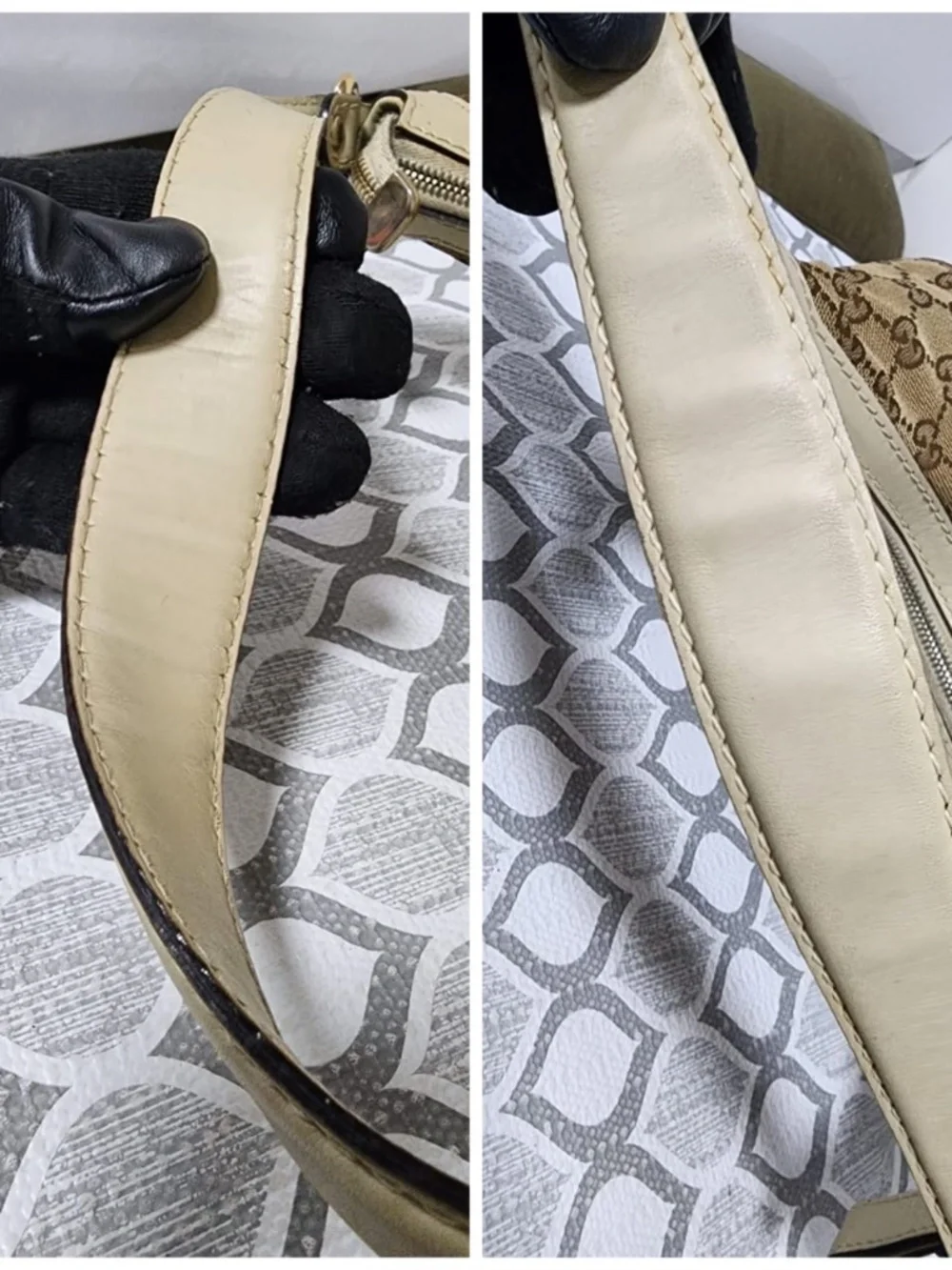 Authentic GUCCI Monogram Medium Lovely Heart Hobo Off White/Brown